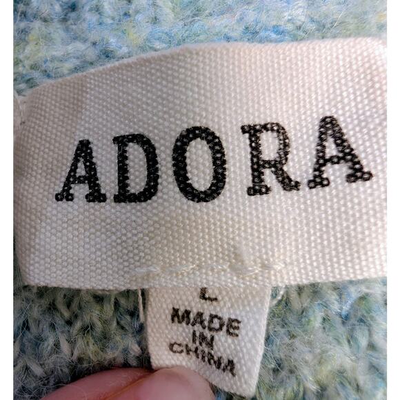 Adora Blue Heart Pattern Fuzzy Knit Sweater Size Large - Picture 5 of 7